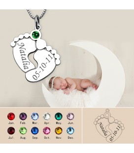 Personalized baby feet necklace