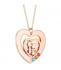 heart personalized engravable necklace with birthstone